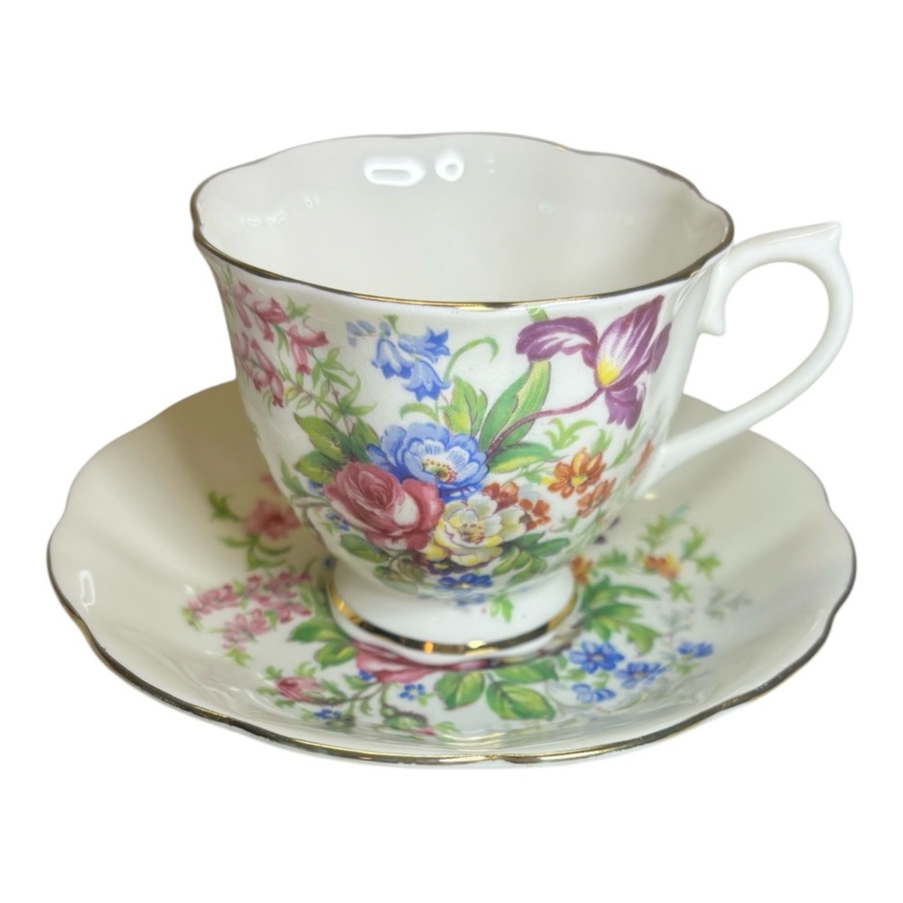 Royal Albert Multicolor Floral Teacup and Saucer “Spring Flowers” Bone China